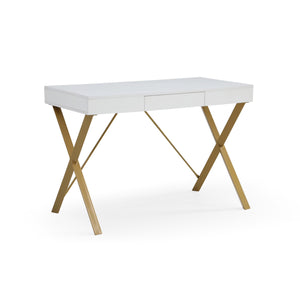 Homeroots 43" White And Gold Writing Desk White,Gold  543766