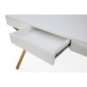Homeroots 43" White And Gold Writing Desk White,Gold  543766