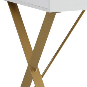 Homeroots 43" White And Gold Writing Desk White,Gold  543766