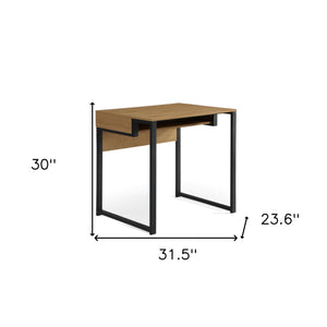 Homeroots 32" Natural And Black Writing Desk Natural,Black  543767