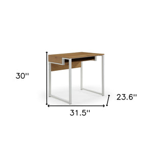 Homeroots 32" Natural And White Writing Desk Natural,White  543768