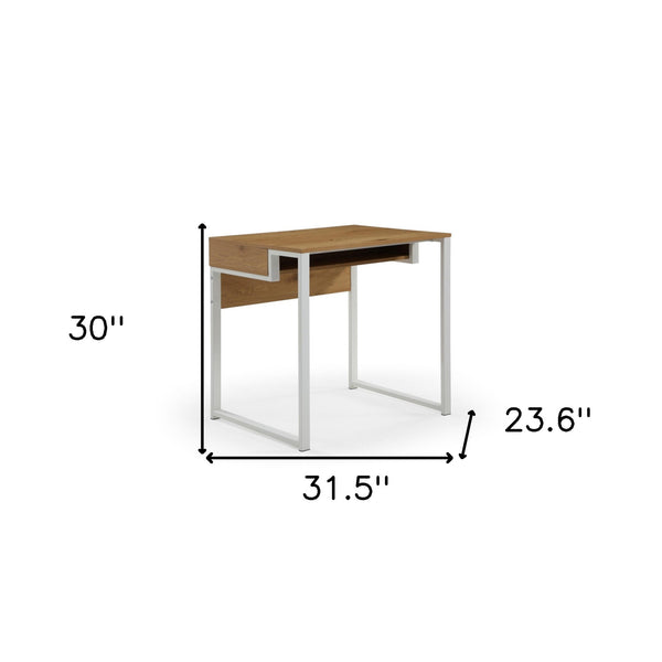 Homeroots 32" Natural And White Writing Desk Natural,White  543768