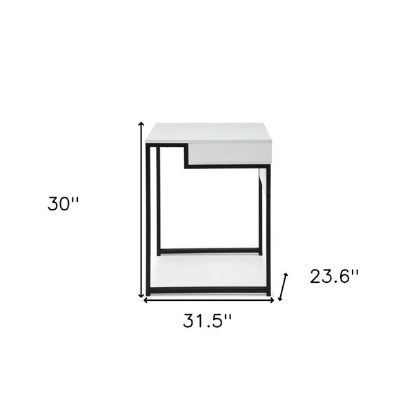 Homeroots 32" White And Black Writing Desk White,Black  543769