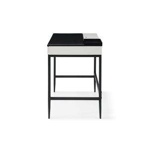 Homeroots 43" Black And White Writing Desk With Two Drawers Black,White  543770