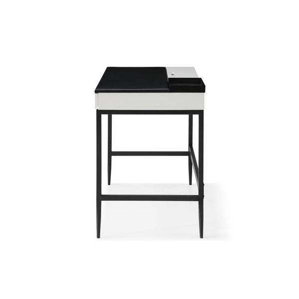 Homeroots 43" Black And White Writing Desk With Two Drawers Black,White  543770
