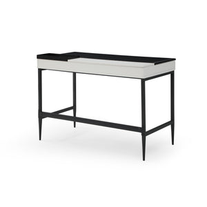 Homeroots 43" Black And White Writing Desk With Two Drawers Black,White  543770