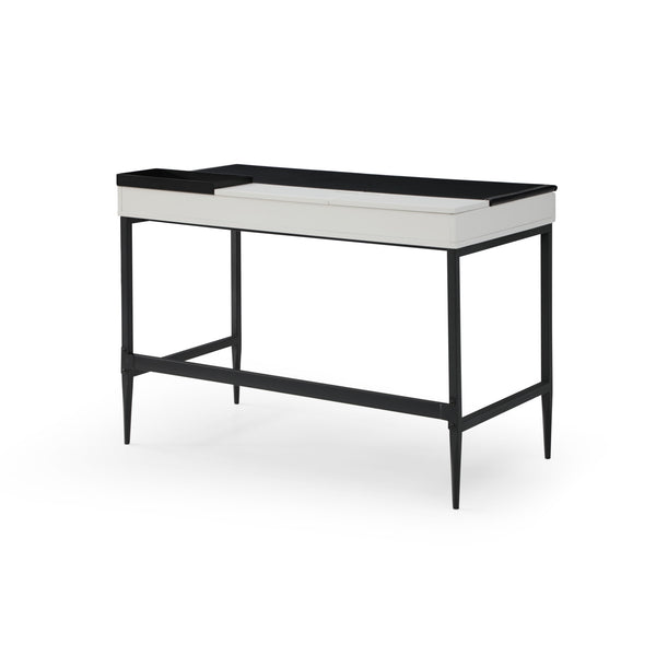 Homeroots 43" Black And White Writing Desk With Two Drawers Black,White  543770