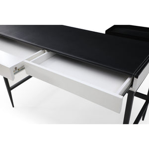 Homeroots 43" Black And White Writing Desk With Two Drawers Black,White  543770