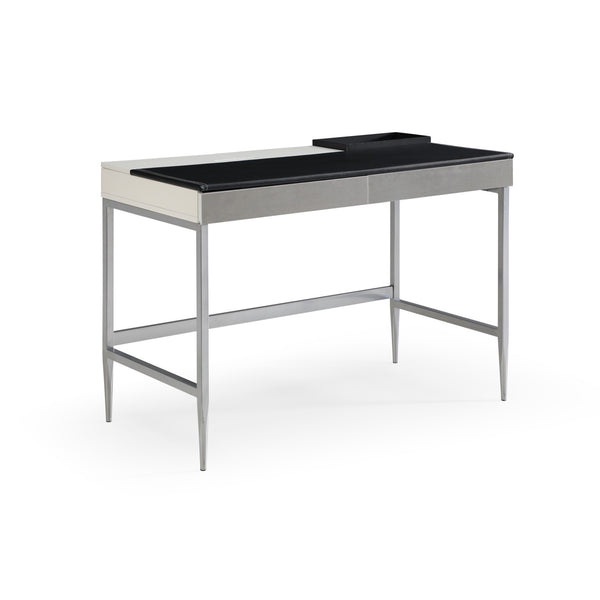Homeroots 43" Black And Gray Writing Desk With Two Drawers Black,Grey  543771