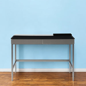 Homeroots 43" Black And Gray Writing Desk With Two Drawers Black,Grey  543771
