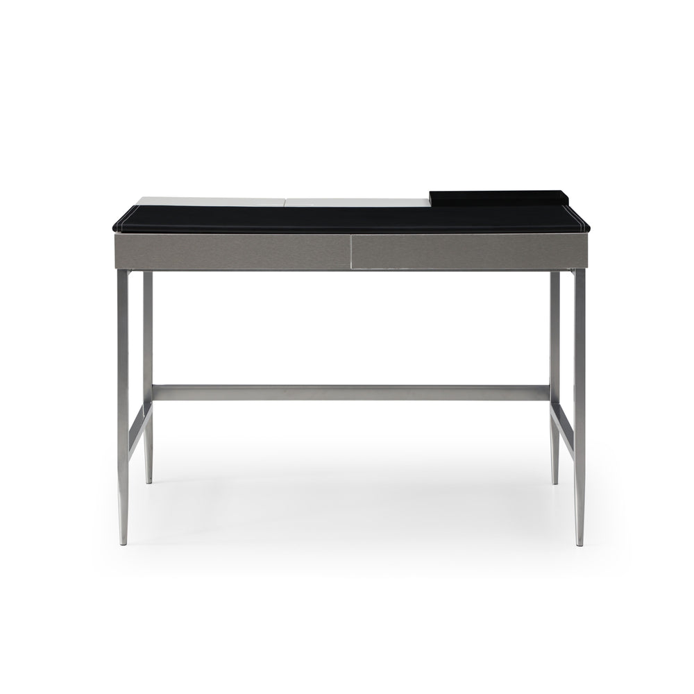 Homeroots 43" Black And Gray Writing Desk With Two Drawers Black,Grey  543771