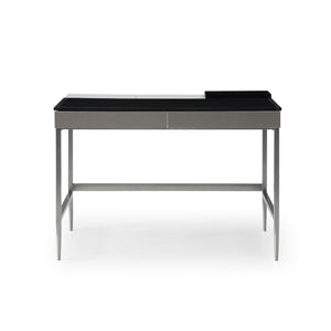 Homeroots 43" Black And Gray Writing Desk With Two Drawers Black,Grey  543771