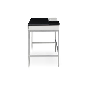 Homeroots 43" Black And Gray Writing Desk With Two Drawers Black,Grey  543771