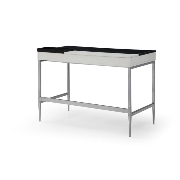 Homeroots 43" Black And Gray Writing Desk With Two Drawers Black,Grey  543771