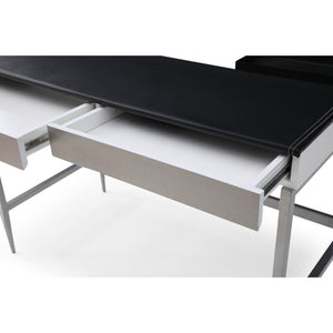 Homeroots 43" Black And Gray Writing Desk With Two Drawers Black,Grey  543771