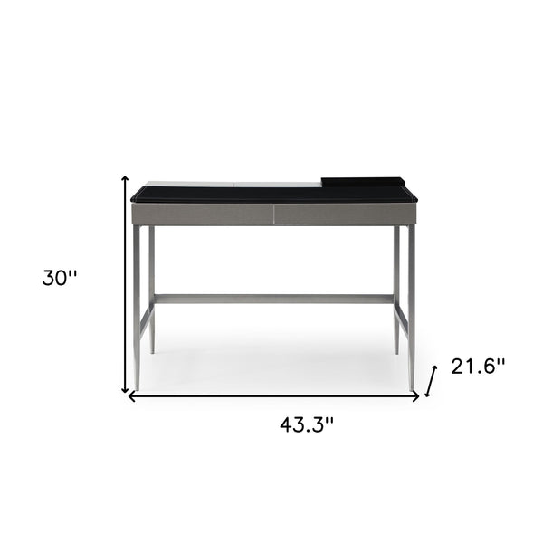 Homeroots 43" Black And Gray Writing Desk With Two Drawers Black,Grey  543771
