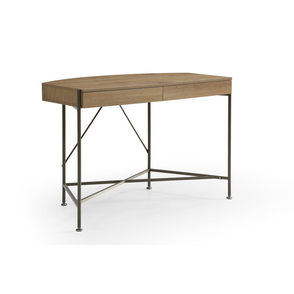 Homeroots 45" Natural And Bronze Half Circle Writing Desk With Two Drawers Natural,Bronze  543772