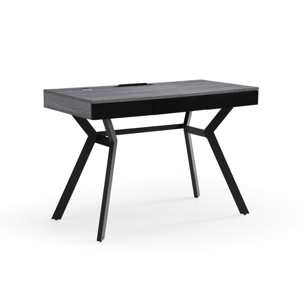 Homeroots 43" Gray And Black Writing Desk With Three Drawers Grey,Black  543774