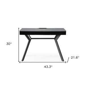Homeroots 43" Gray And Black Writing Desk With Three Drawers Grey,Black  543774