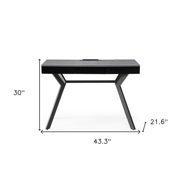 Homeroots 43" Gray And Black Writing Desk With Three Drawers Grey,Black  543774