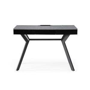 Homeroots 43" Gray And Black Writing Desk With Three Drawers Grey,Black  543774