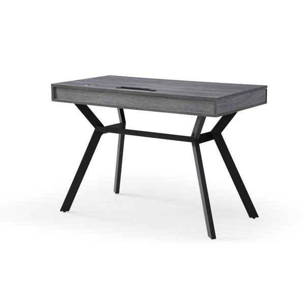 Homeroots 43" Gray And Black Writing Desk With Three Drawers Grey,Black  543774