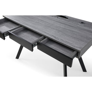 Homeroots 43" Gray And Black Writing Desk With Three Drawers Grey,Black  543774
