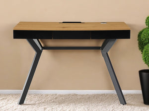 Homeroots 43" Natural And Black Writing Desk With Three Drawers Natural,Black  543775