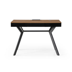 Homeroots 43" Wood Brown And Black Writing Desk With Three Drawers Walnut,Black  543776