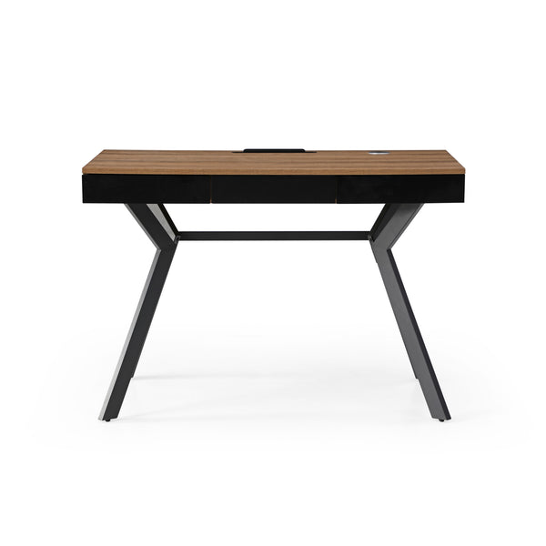 Homeroots 43" Wood Brown And Black Writing Desk With Three Drawers Walnut,Black  543776