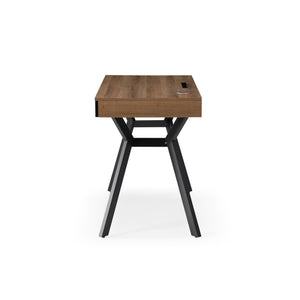 Homeroots 43" Wood Brown And Black Writing Desk With Three Drawers Walnut,Black  543776