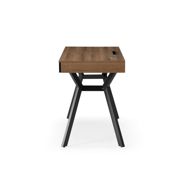 Homeroots 43" Wood Brown And Black Writing Desk With Three Drawers Walnut,Black  543776