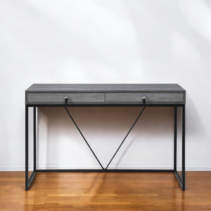 Homeroots 47" Gray And Black Writing Desk With Two Drawers Grey,Black  543777