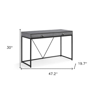 Homeroots 47" Gray And Black Writing Desk With Two Drawers Grey,Black  543777