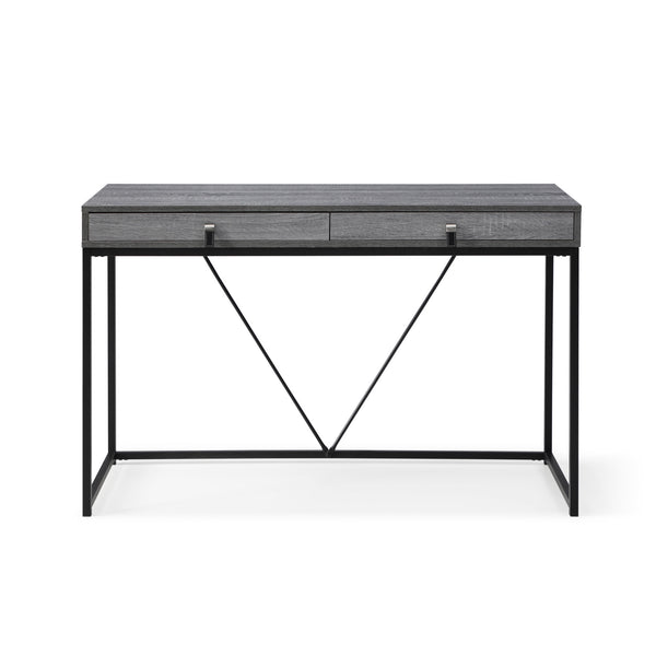 Homeroots 47" Gray And Black Writing Desk With Two Drawers Grey,Black  543777