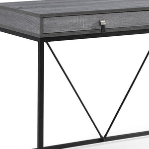 Homeroots 47" Gray And Black Writing Desk With Two Drawers Grey,Black  543777