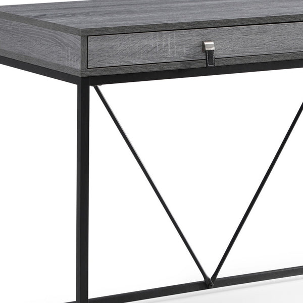 Homeroots 47" Gray And Black Writing Desk With Two Drawers Grey,Black  543777