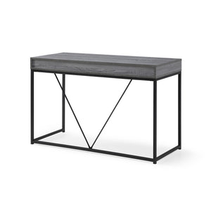 Homeroots 47" Gray And Black Writing Desk With Two Drawers Grey,Black  543777