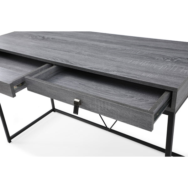 Homeroots 47" Gray And Black Writing Desk With Two Drawers Grey,Black  543777