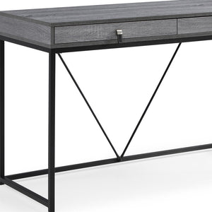Homeroots 47" Gray And Black Writing Desk With Two Drawers Grey,Black  543777