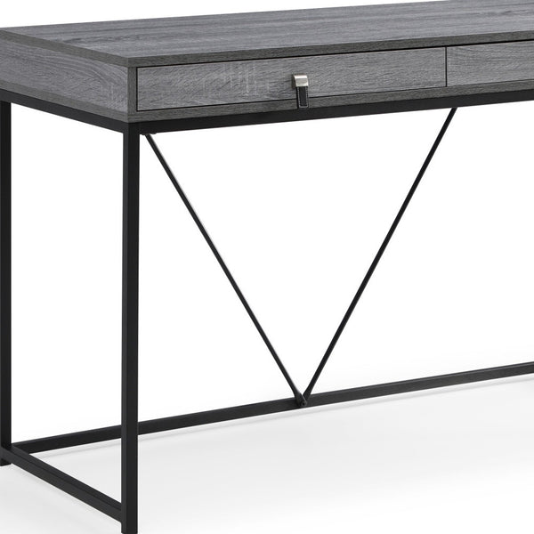 Homeroots 47" Gray And Black Writing Desk With Two Drawers Grey,Black  543777