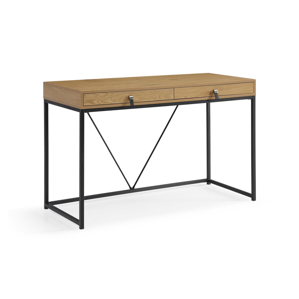 Homeroots 47" Natural And Black Writing Desk With Two Drawers Natural,Black  543778