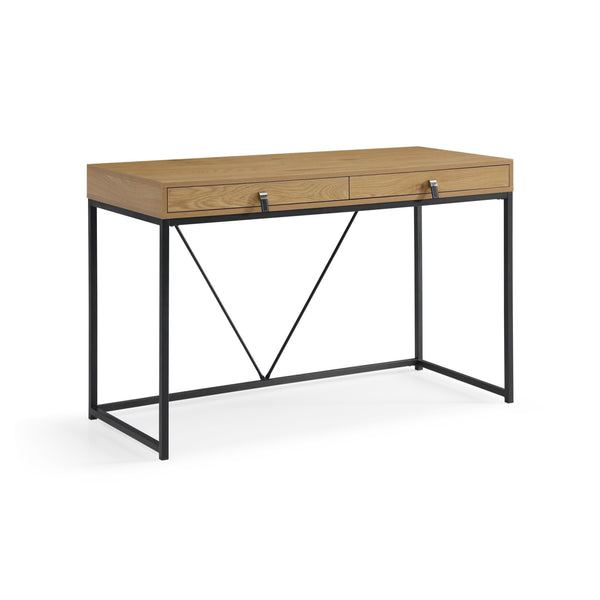 Homeroots 47" Natural And Black Writing Desk With Two Drawers Natural,Black  543778
