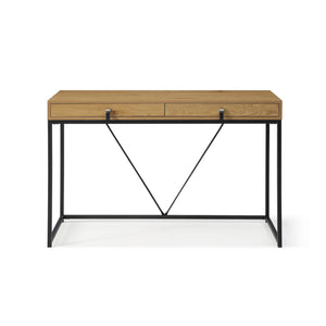Homeroots 47" Natural And Black Writing Desk With Two Drawers Natural,Black  543778