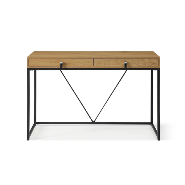 Homeroots 47" Natural And Black Writing Desk With Two Drawers Natural,Black  543778