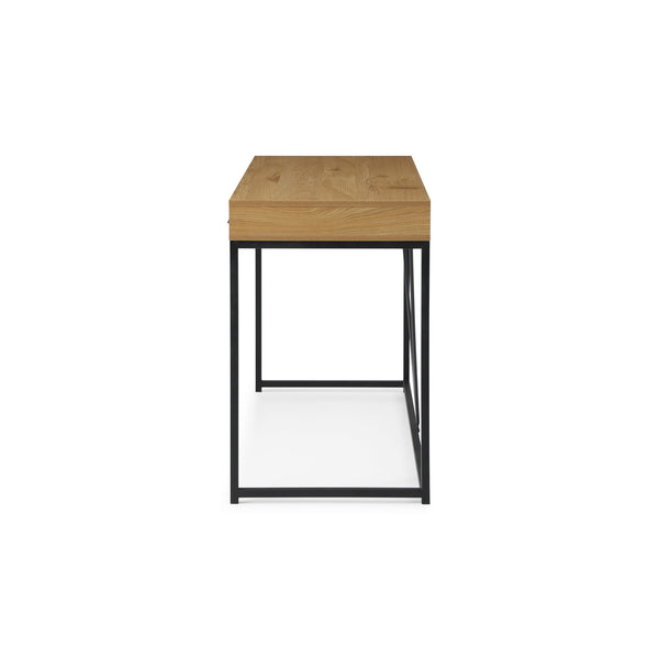 Homeroots 47" Natural And Black Writing Desk With Two Drawers Natural,Black  543778