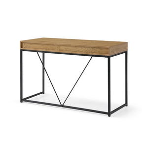 Homeroots 47" Natural And Black Writing Desk With Two Drawers Natural,Black  543778