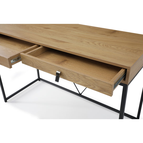 Homeroots 47" Natural And Black Writing Desk With Two Drawers Natural,Black  543778