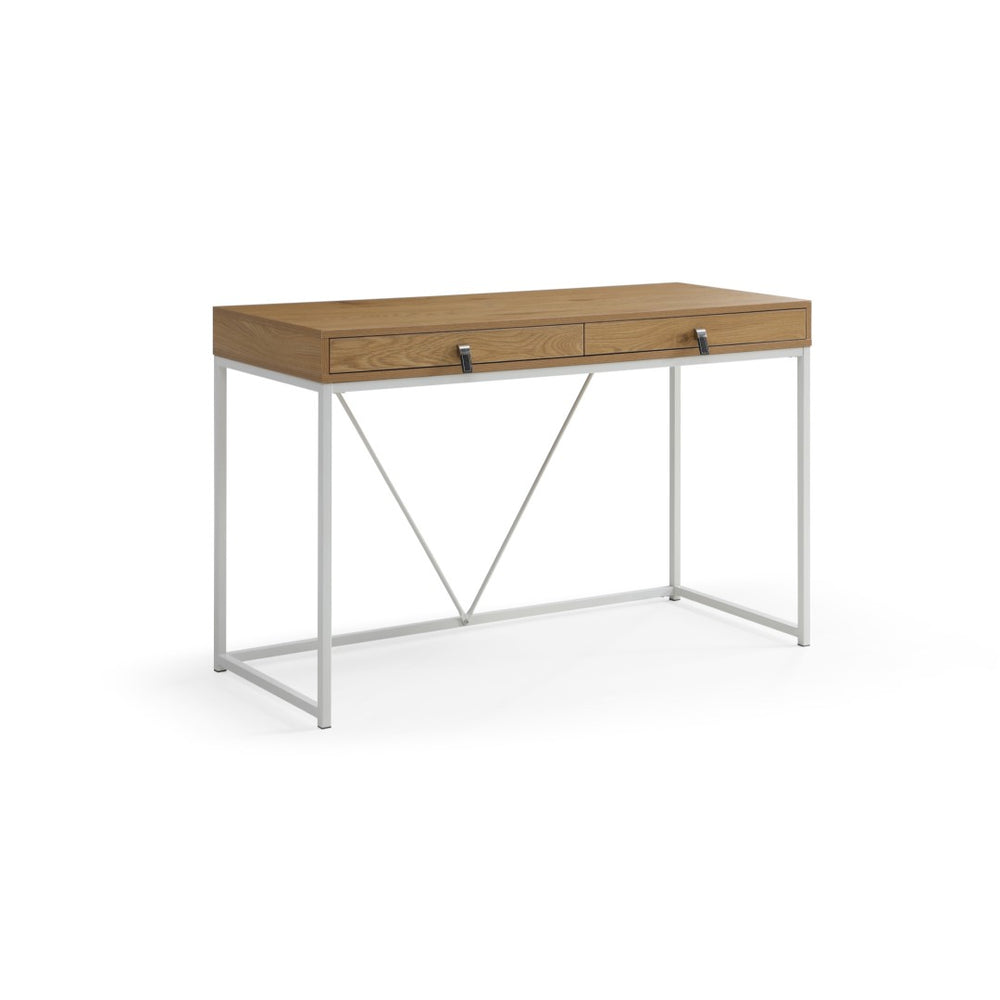 HomeRoots 47" Elegant Writing Desk with Two Drawers for Stylish Organization in Home Office or Living Space Natural/White 543779