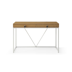 Homeroots 47" Natural And White Writing Desk With Two Drawers Natural,White  543779